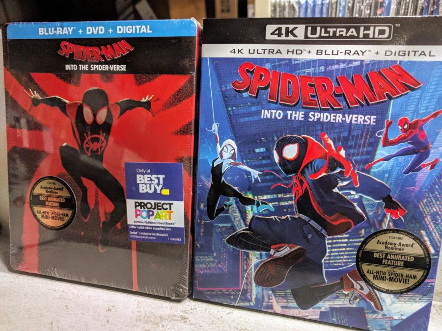 Two copies of the Academy Award winning film, Spider-Man: Into the Spider-Verse. This film has won quite a few awards, mainly on its art style alone, but this film also features a great story and a very strong soundtrack.