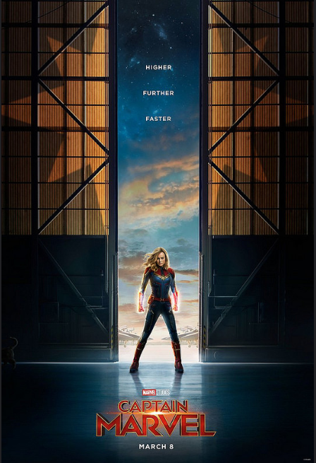 A poster for Marvel’s Captain Marvel, depicting Captain Marvel herself showing off her cool powers and strong poses. The movie hit theatres a month ago on March 8, already making over $1 billion in the box office.
