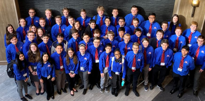 Go team.  As the state competition ends, the school’s team competitors huddle together for one last photo. “This weekend was very successful for CT. We took first place in multiple events,” Jake Zellmer (10) said.