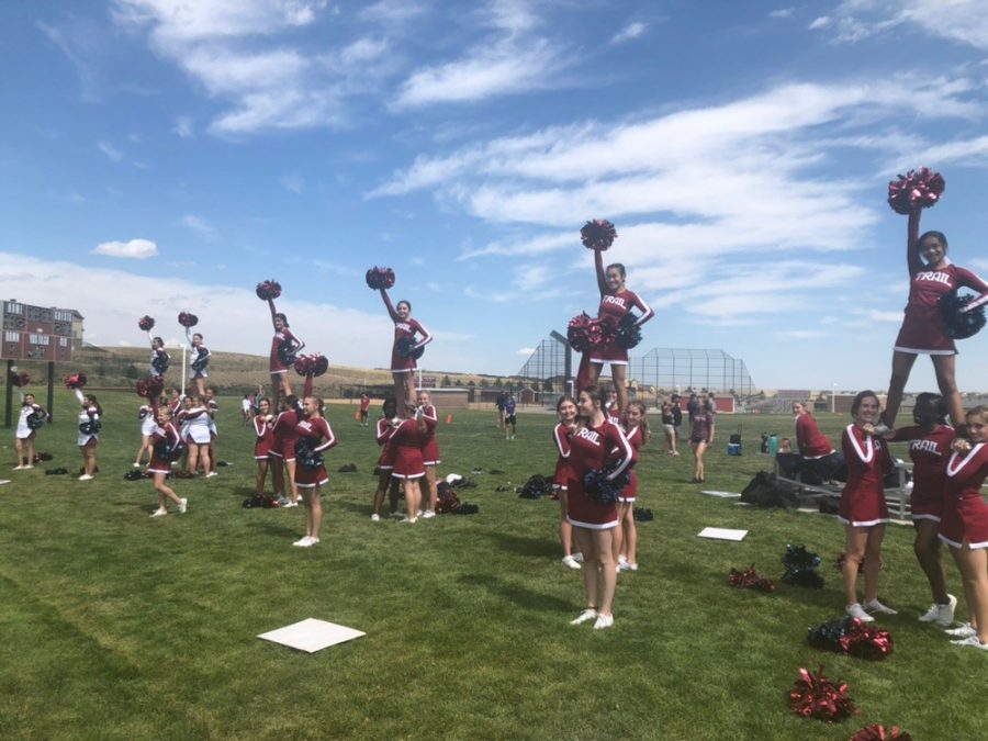 Cheerleaders, dancers, and gymnasts prove they are more than just a sport. CT cheerleaders hold preps during football season, demonstrating upmost athletic ability. Photo courtesy of Pamela Semple. 