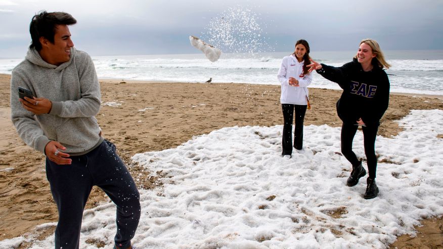 Students in California play with the fresh snow, remarking over the strangeness of snow in their sunny local town. This snow may not last, but it will certainly always be remembered.