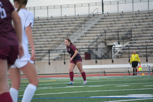 Senior Noorah Muzaffar gets ready to help defend the cougars goal