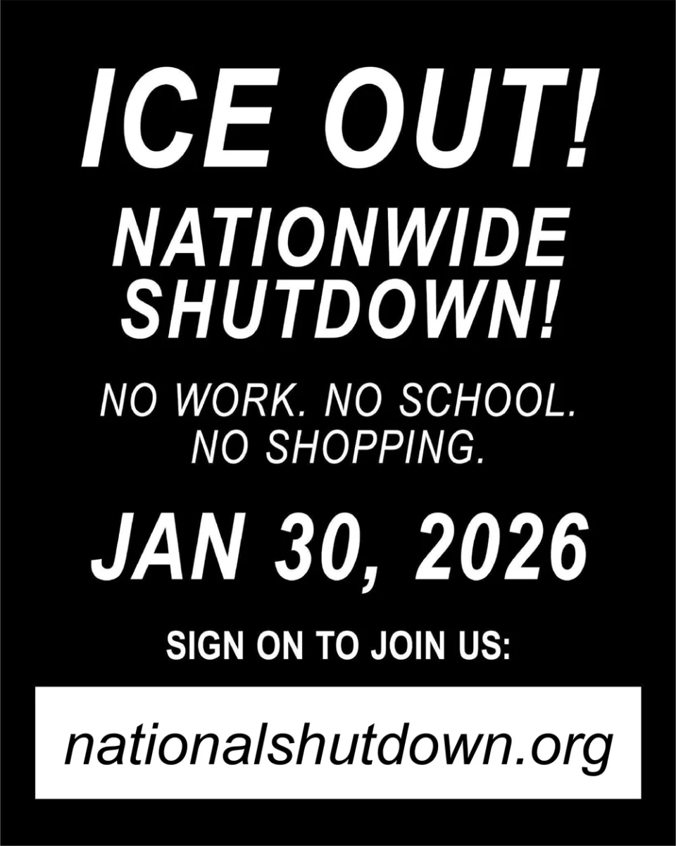 One of many posters by nationalshutdown.org to spread the word about the nationwide “No work. No school. No shopping” anti-ICE protests. 